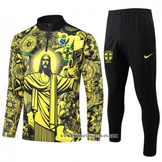 Chandal de Sudadera del Brasil Jesus 24-25 Amarillo