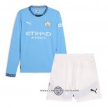 Camiseta Primera Manchester City Nino 24-25 Manga Larga