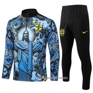 Chandal de Sudadera del Brasil Jesus 24-25 Azul