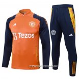 Chandal de Sudadera del Manchester United Nino 24-25 Naranja