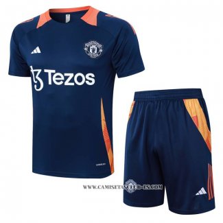 Chandal del Manchester United 24-25 Manga Corta Azul - Pantalon Corto