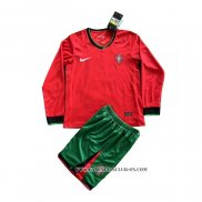 Camiseta Primera Portugal Nino 2024 Manga Larga