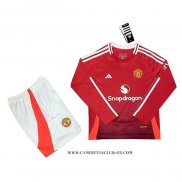 Camiseta Primera Manchester United Nino 24-25 Manga Larga