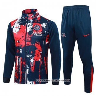 Chandal de Chaqueta del Paris Saint-Germain 24-25 Rojo y Azul